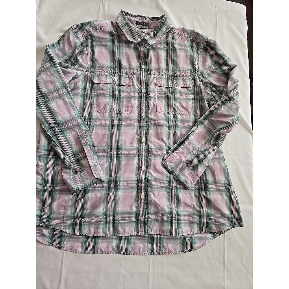 Eddie Bauer Travex Women XL Plaid Button Down Long Sleeve Shirt Fishing Outdoor